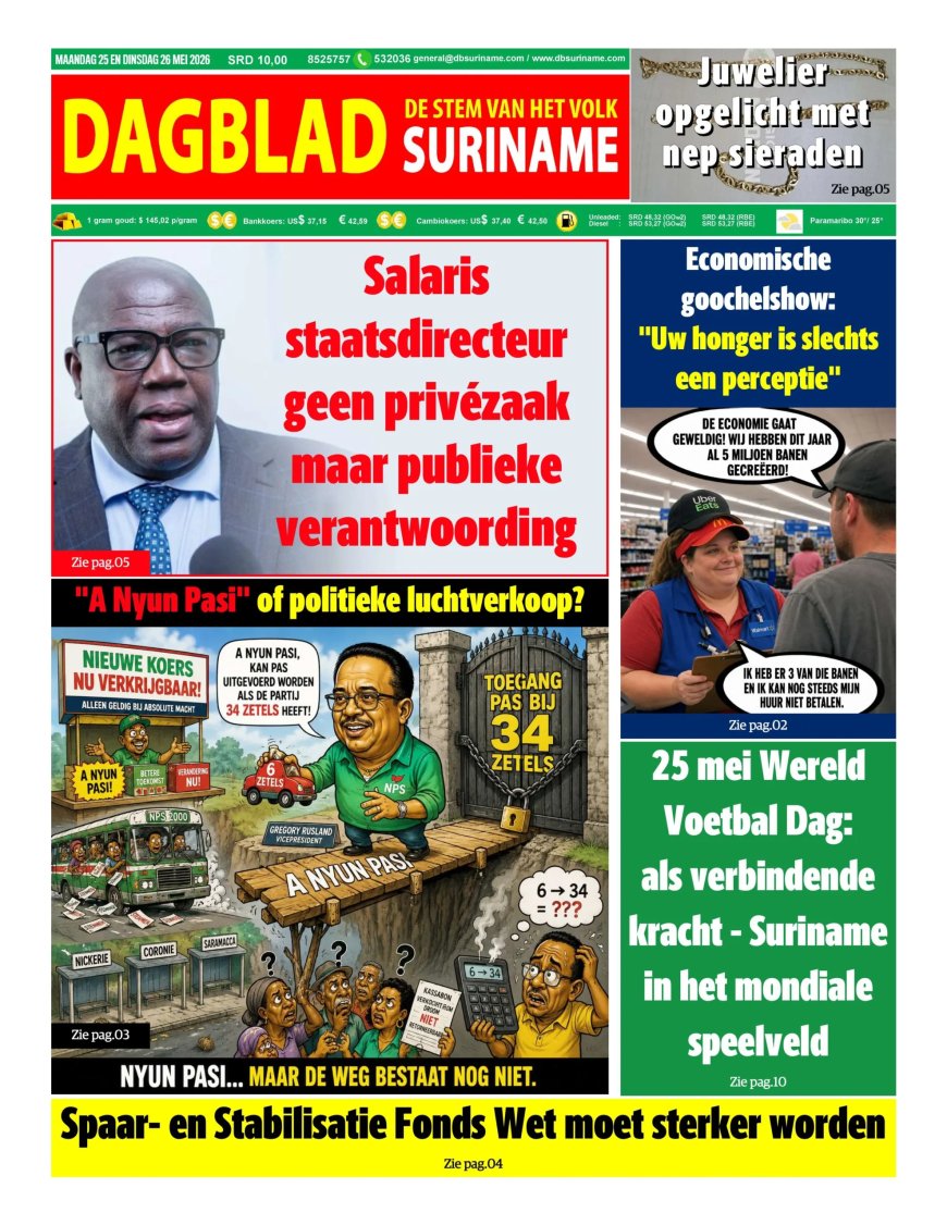 Dagblad Suriname, maandag 25 mei 2026