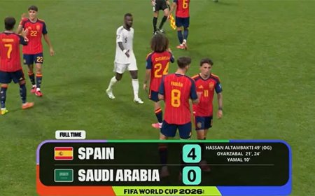 Derde helft WK 2026: Spanje herpakt zich tegen Saoedi-Arabië: 4-0