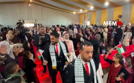 Massabruiloft brengt hoop in verwoest Gaza