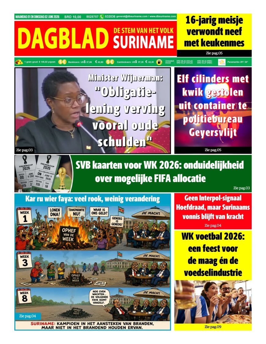 Dagblad Suriname, maandag 1 juni 2026