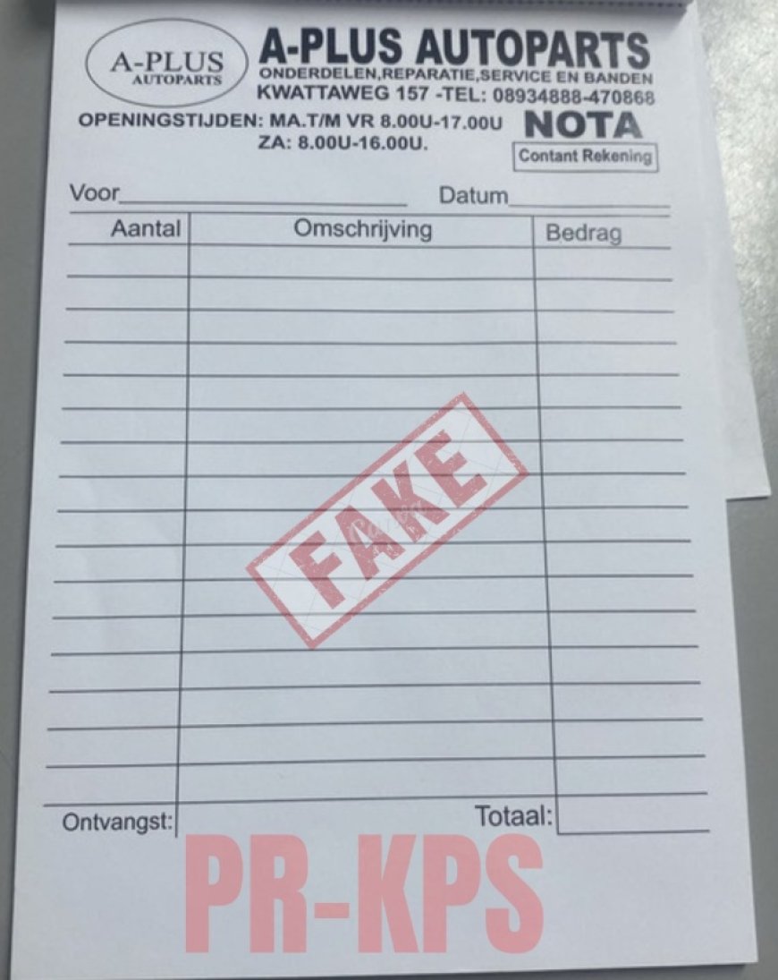 Monteur gebruikt vervalste bonnen van A-Plus Autoparts