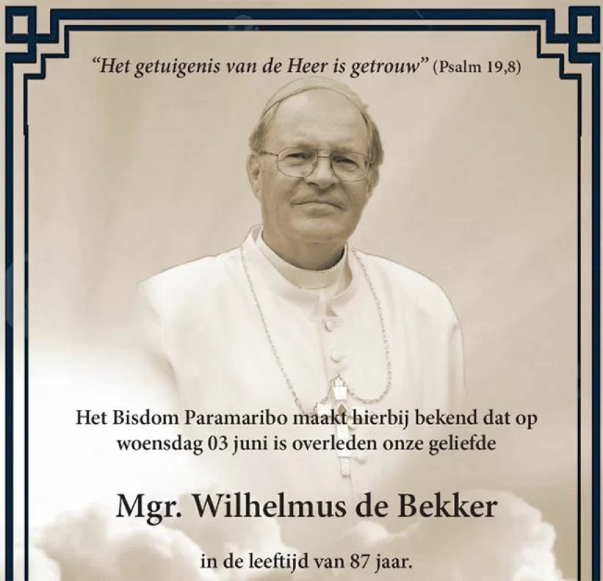 Voormalig bisschop Wilhelmus de Bekker overleden
