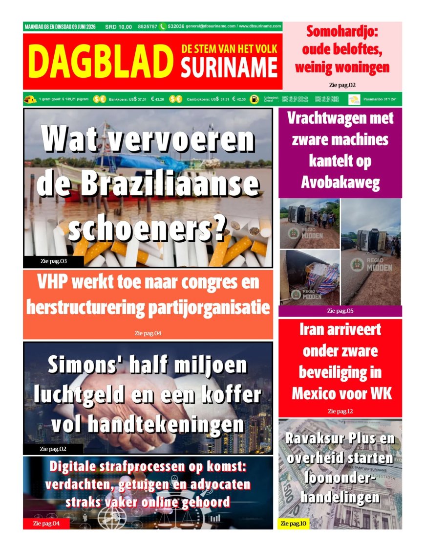 Dagblad Suriname, maandag 8 juni 2026