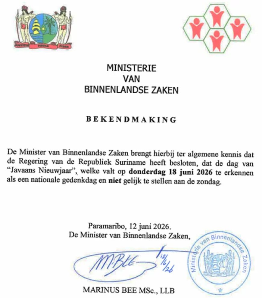 Nieuwjaar op 18 juni erkend als nationale gedenkdag; geen vrijde dag