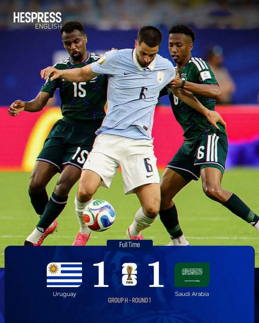 Uruguay laat winst liggen tegen Saoedi-Arabië