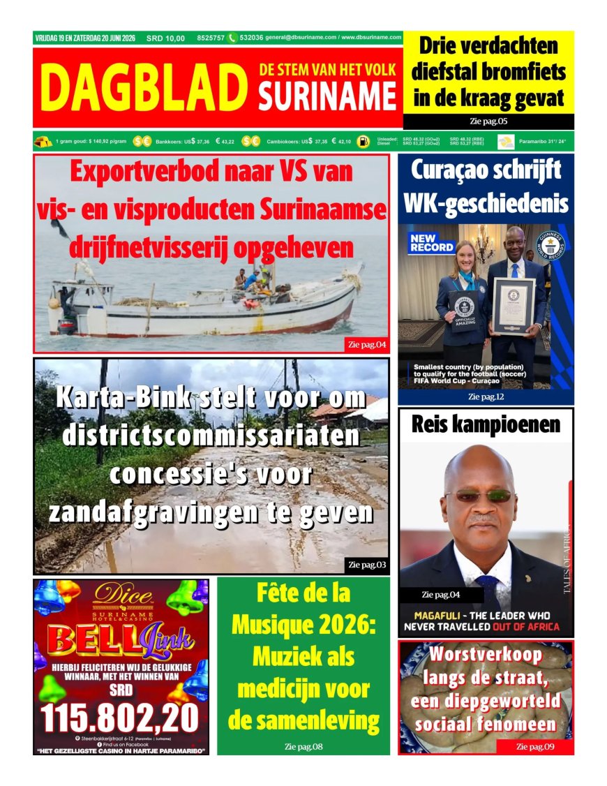 Dagblad Suriname, vrijdag 19 juni 2026