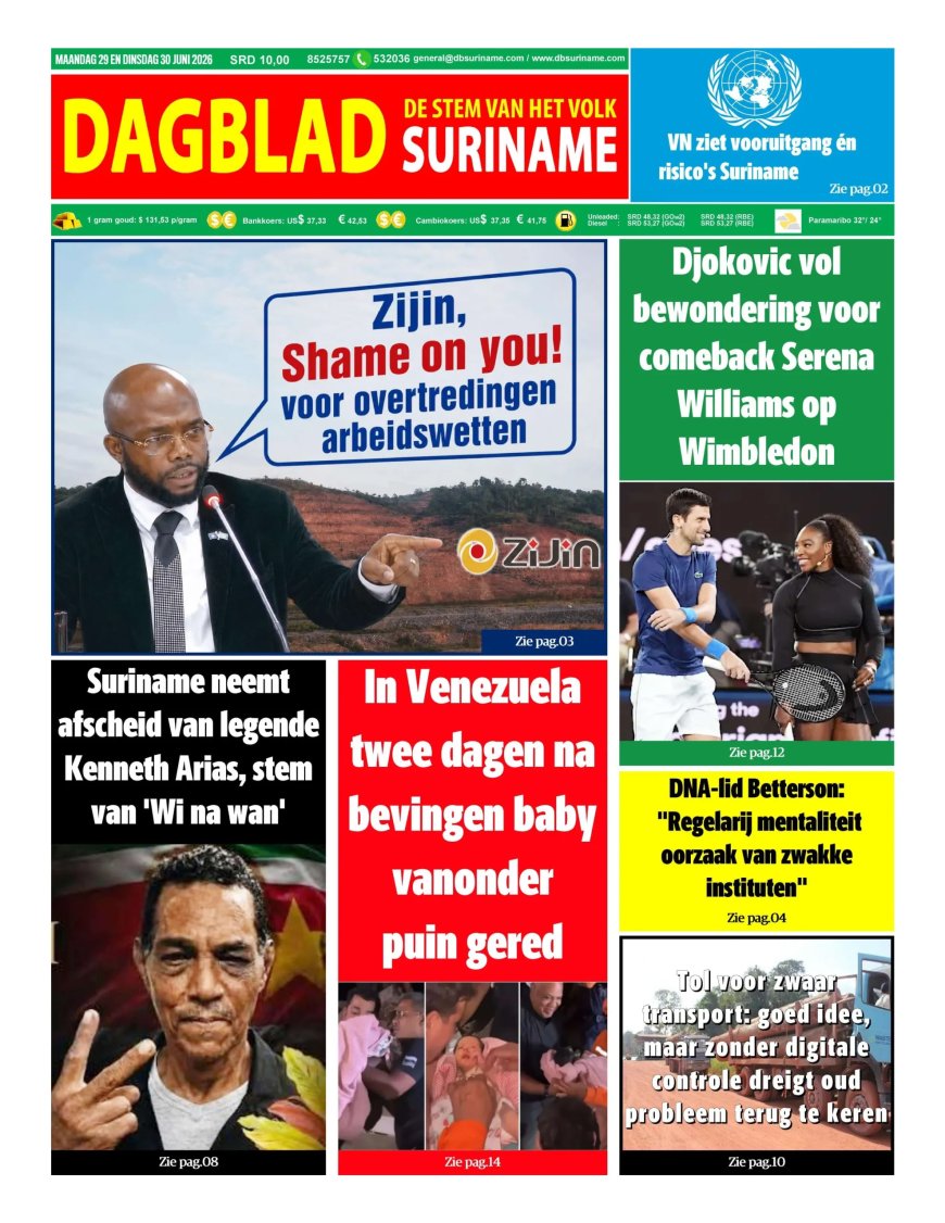 Dagblad Suriname, maandag 29 juni 2026