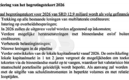 Regering moet SRD 13 miljard financieren om begroting 2026 uit te voeren