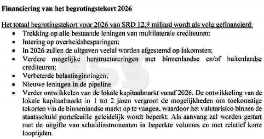 Regering moet SRD 13 miljard financieren om begroting 2026 uit te voeren