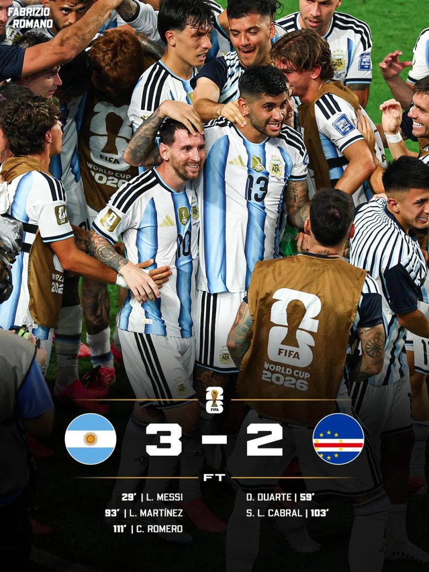 Argentinië overleeft stuntpoging Kaapverdië na spectaculaire verlenging
