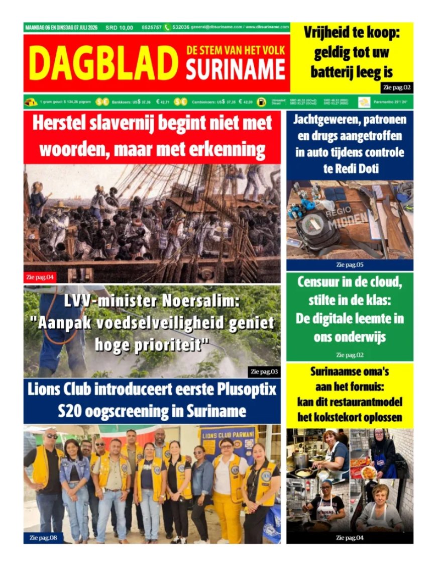 Dagblad Suriname, maandag 6 juli 2026
