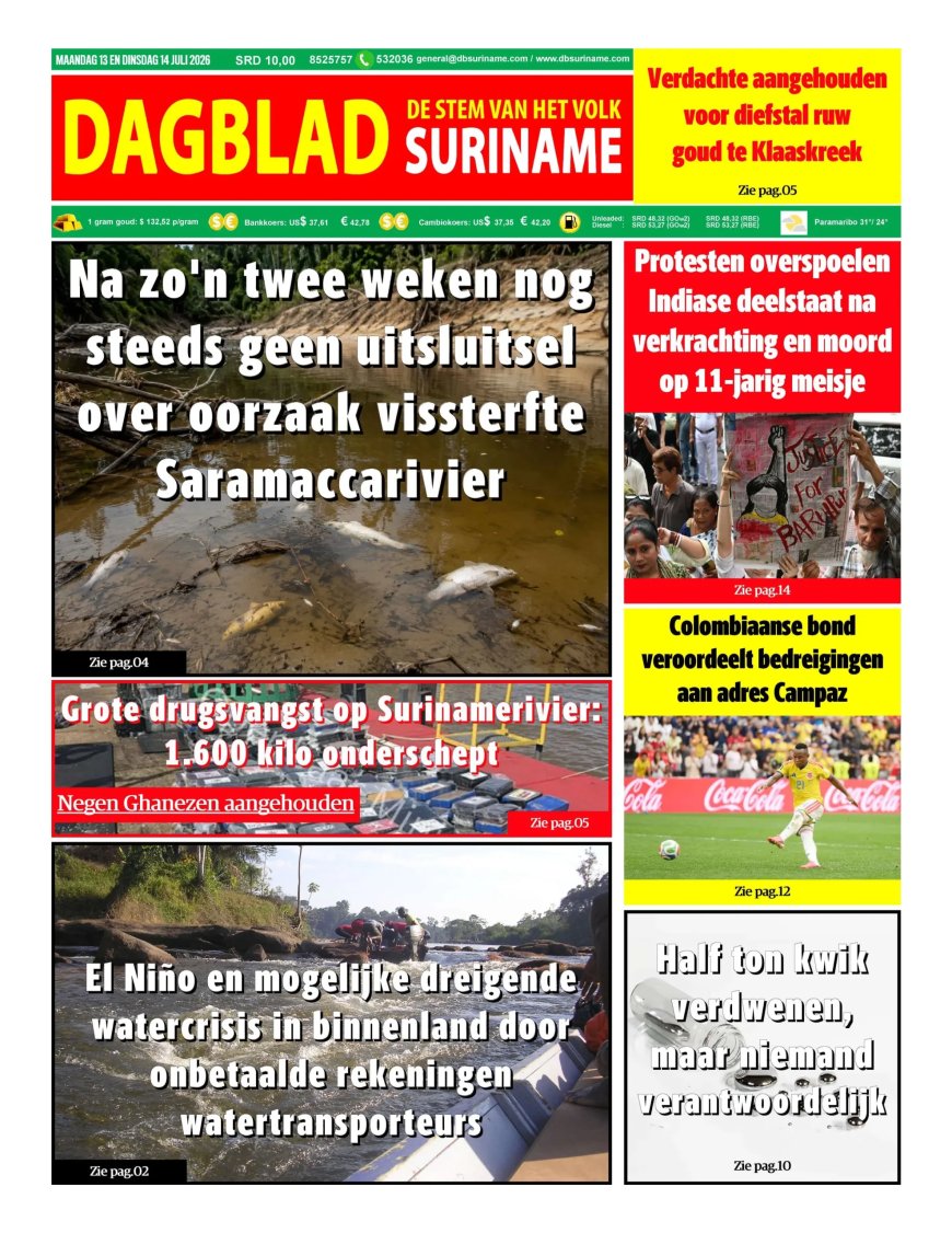 Dagblad Suriname, maandag 13 juli 2026