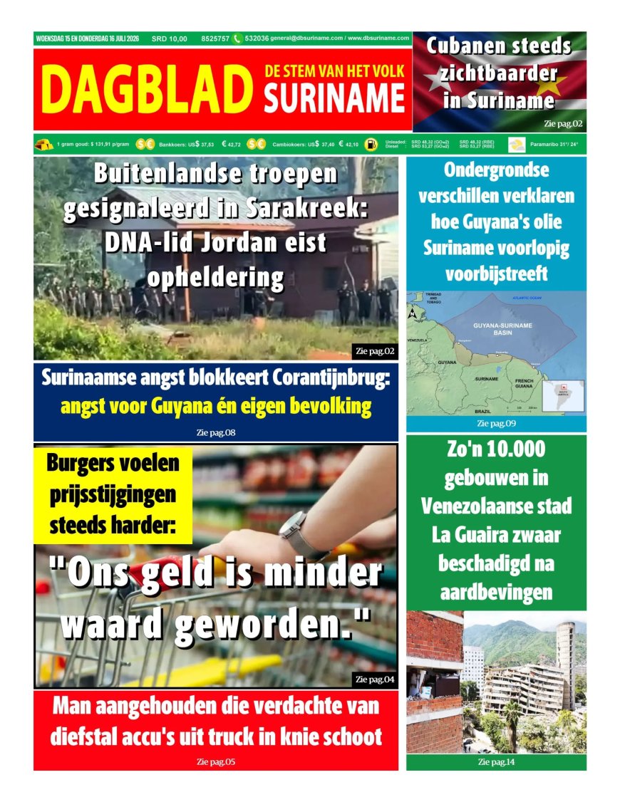Dagblad Suriname, woensdag 15 juli 2026