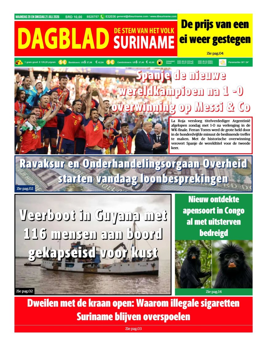 Dagblad Suriname, maandag 20 juli 2026