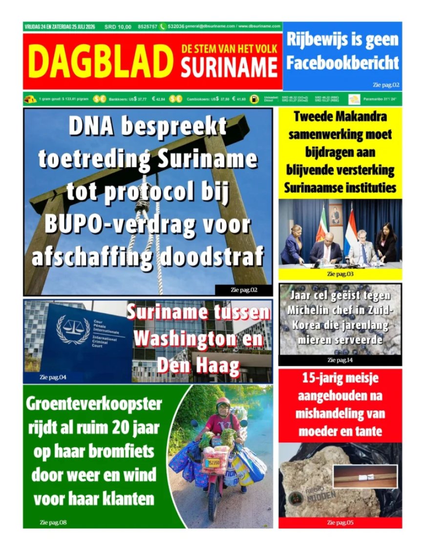 Dagblad Suriname, vrijdag 24 juli 2026
