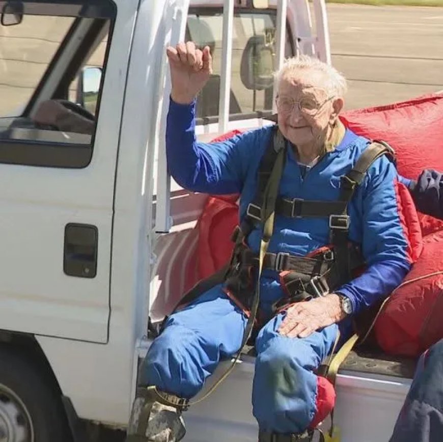 105-jarige oorlogsveteraan viert verjaardag met eerste parachutesprong