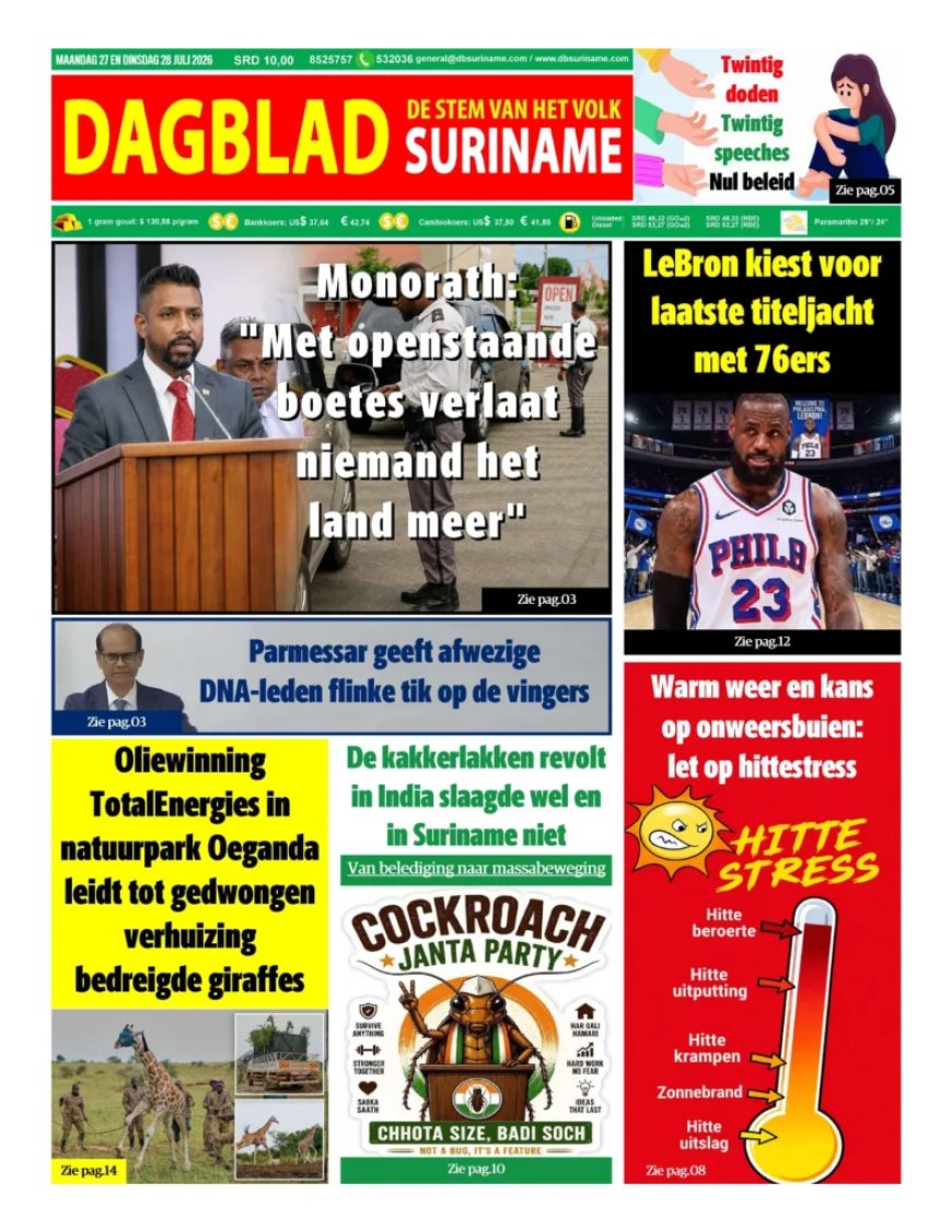 Dagblad Suriname, maandag 27 juli 2026