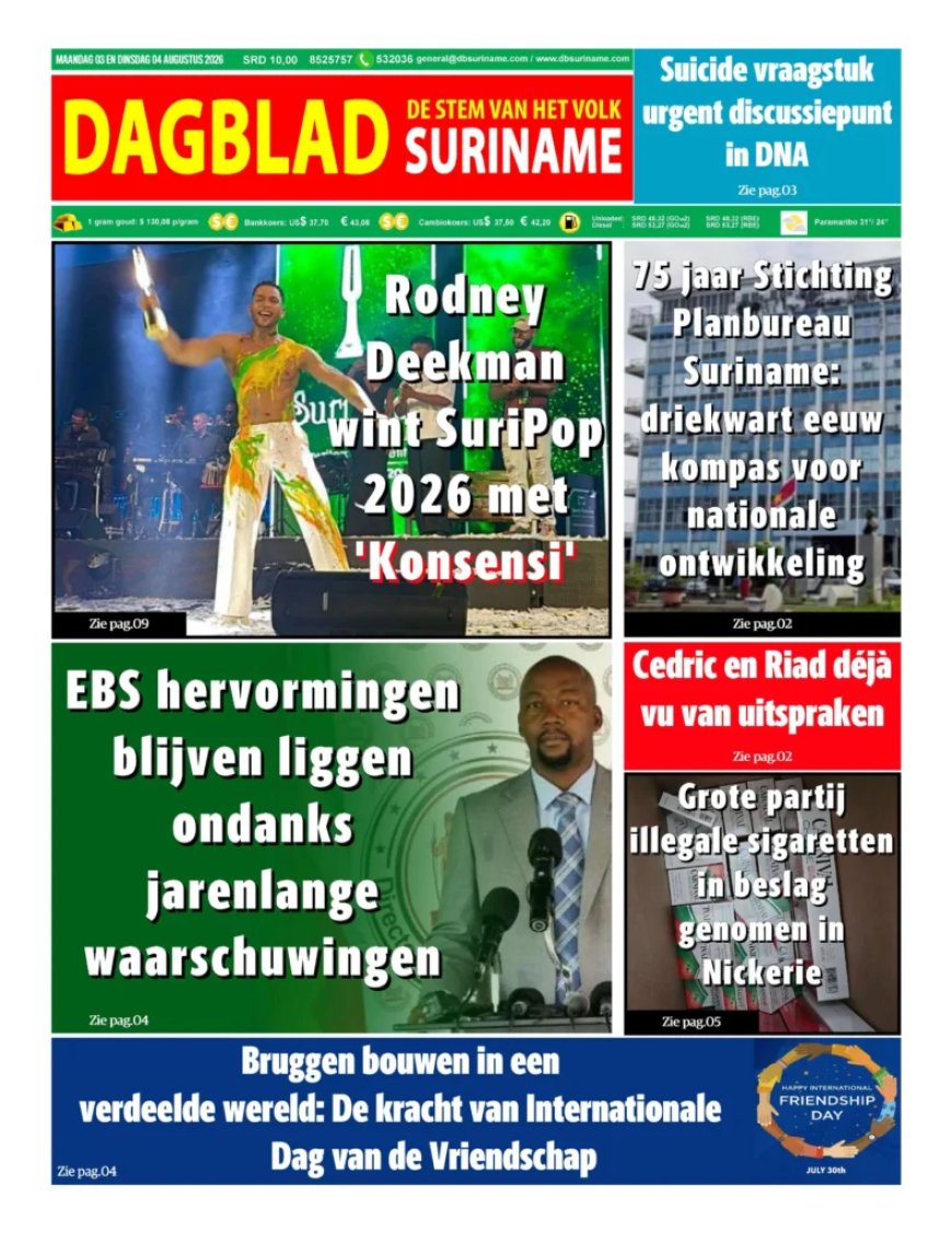 Dagblad Suriname, maandag 3 augustus 2026