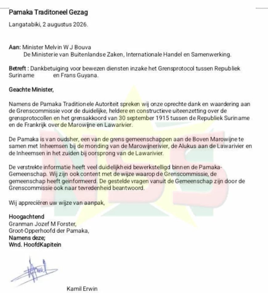 Pamaka gemeenschap spreekt waardering uit voor voorlichting over grensprotocol