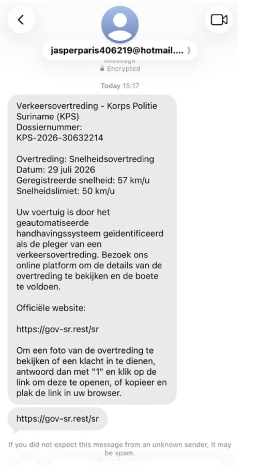 KPS waarschuwt voor vals sms-bericht