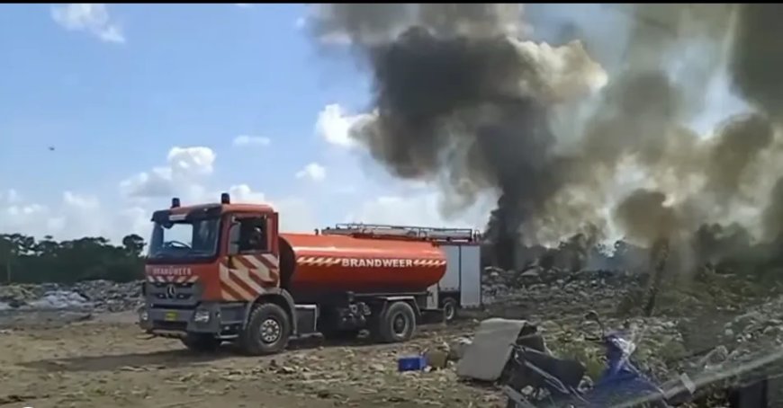 Grote brand op vuilstort Ornamibo, omwonenden gewaarschuwd