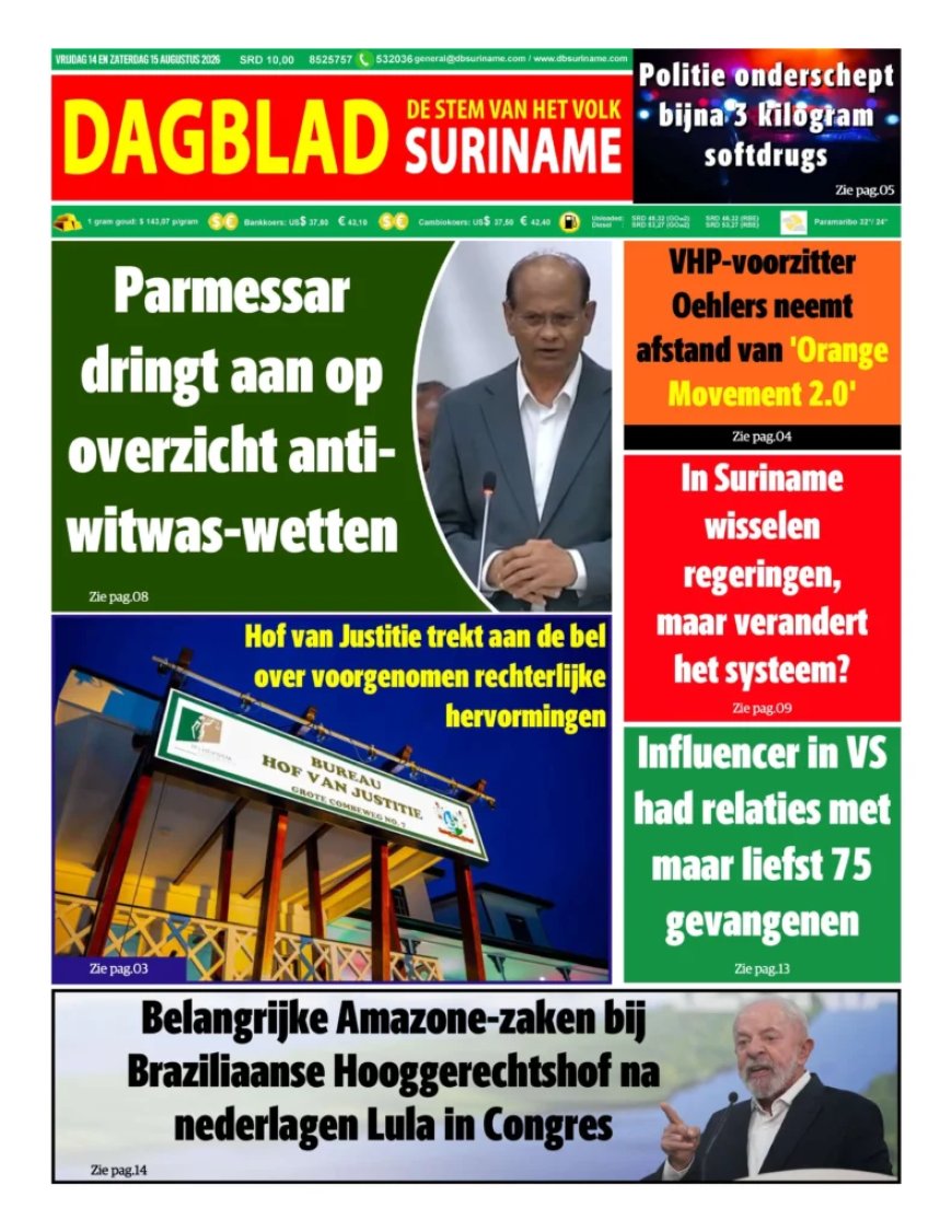 Dagblad Suriname, vrijdag 14 augustus 2026