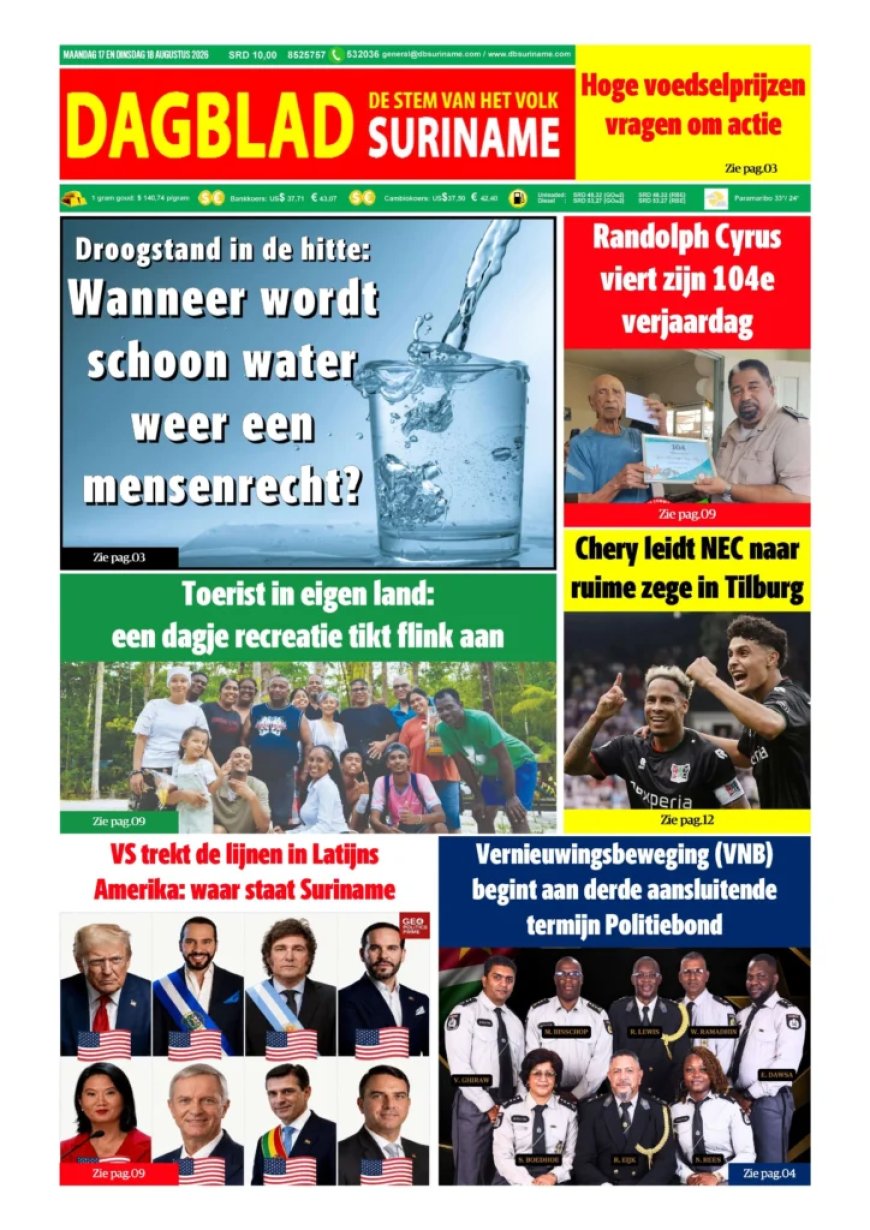Dagblad Suriname, maandag 17 augustus 2026