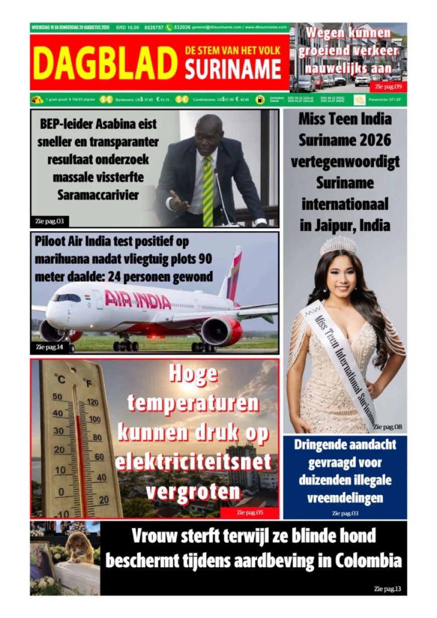 Dagblad Suriname, woensdag 19 augustus 2026