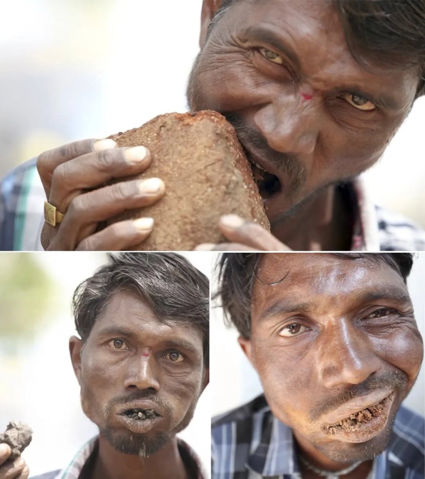 WIST U DAT: Man in India normale maaltijd overslaat voor stenen en modder?
