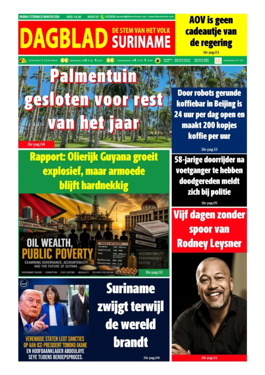 Dagblad Suriname, vrijdag 21 augustus 2026
