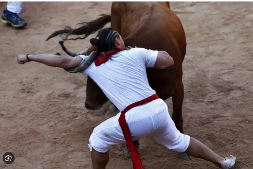 Beelden -Man gewond door stier in Spanje