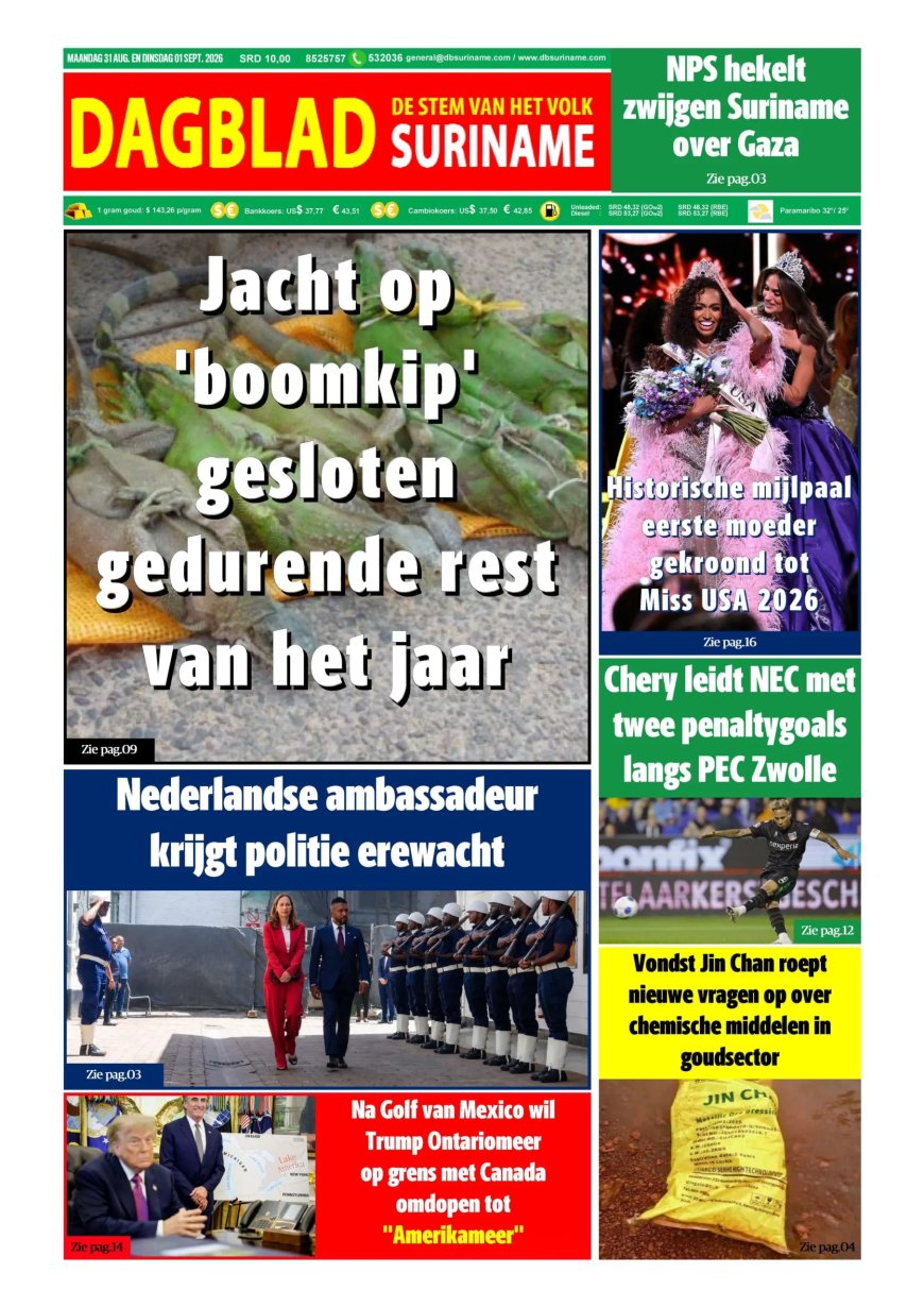 Dagblad Suriname, maandag 31 augustus 2026