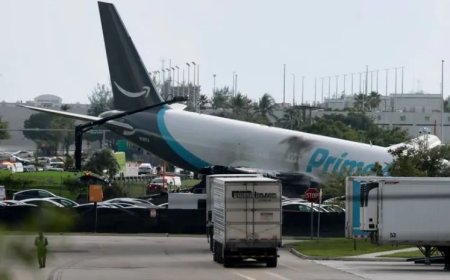 Amazon vrachtvliegtuig schiet van landingsbaan en vliegt in brand in Miami