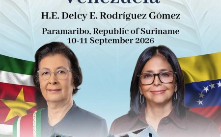 Venezolaanse president Delcy Rodríguez bezoekt Suriname