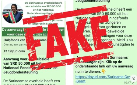 Kabinet van de President waarschuwt voor fake online bericht over subsidie van SRD 50.000