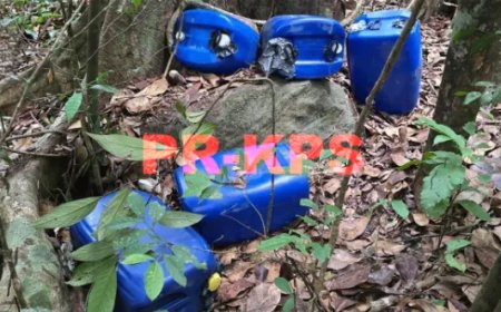Politie vindt na tip 5 jerrycans met vermoedelijk kerosine in omgeving Mozeskreek, Sipaliwini
