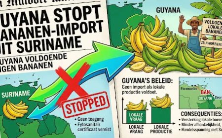 Guyana stopt import bananen uit Suriname
