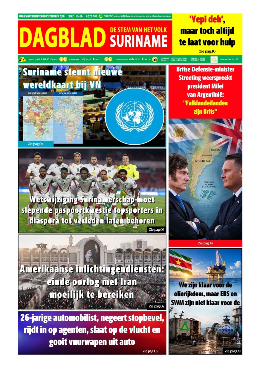 Dagblad Suriname, maandag 7 september 2026
