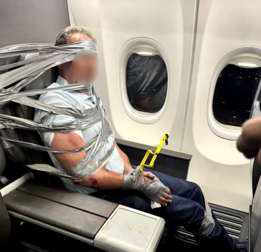 Onhandelbare passagier tijdens vlucht in VS met ducttape vastgebonden