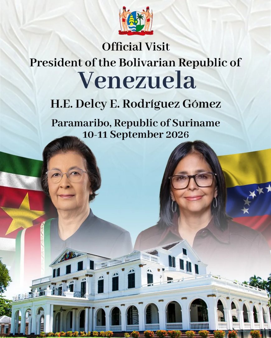 Venezolaanse president Delcy Rodríguez bezoekt Suriname