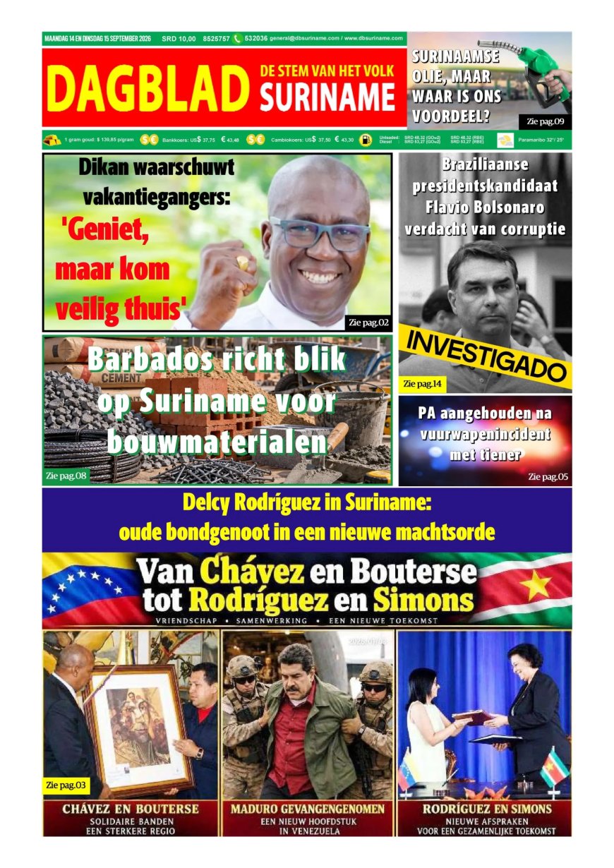 Dagblad Suriname, maandag 14 september 2026