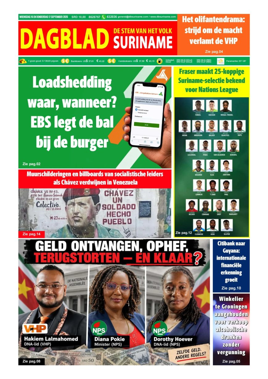 Dagblad Suriname, woensdag 16 september 2026