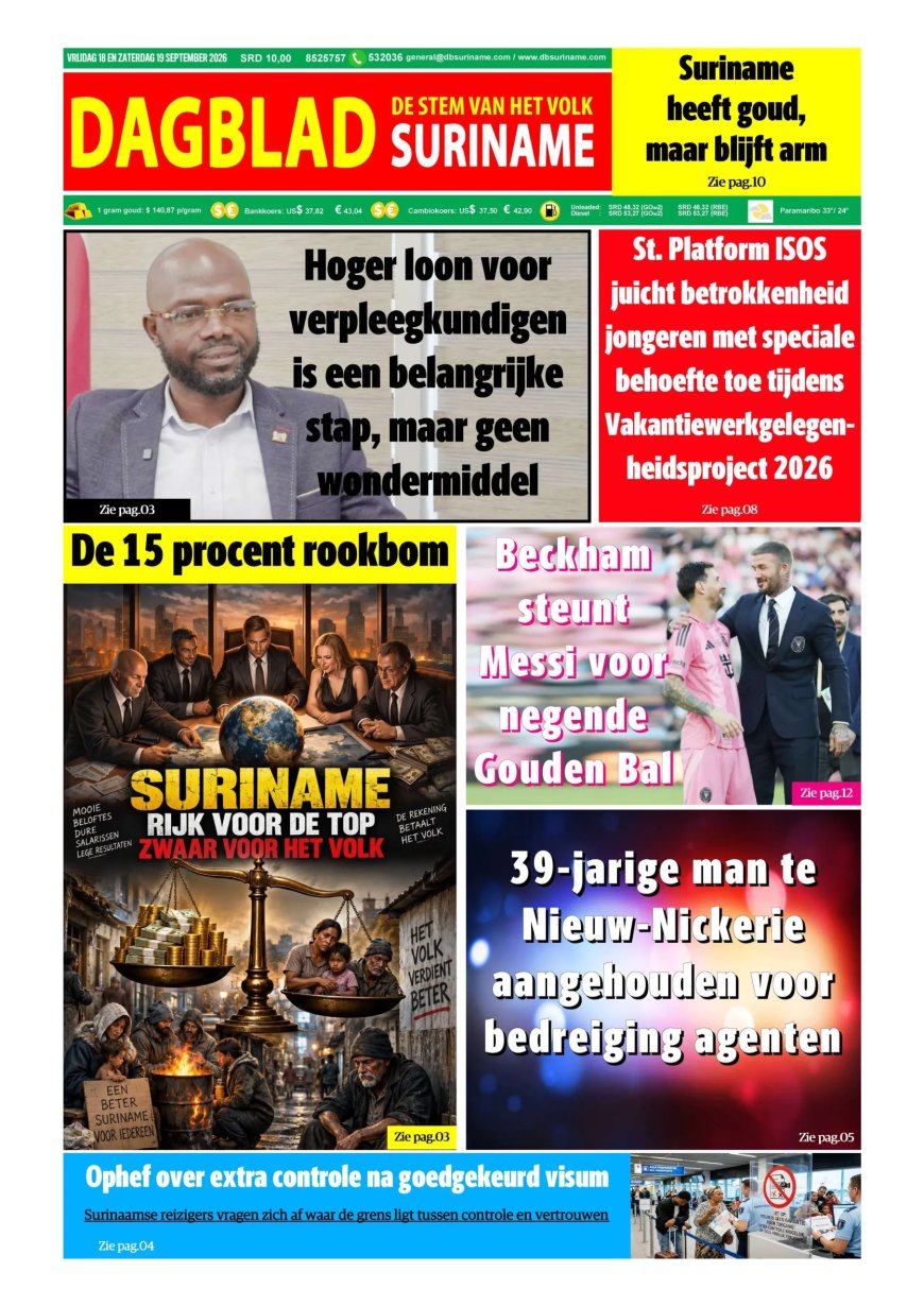 Dagblad Suriname, vrijdag 18 september 2026