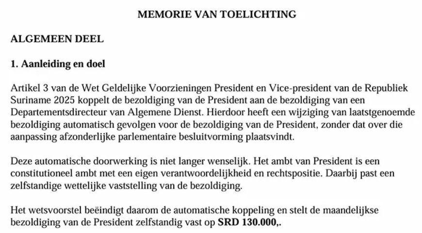 Gajadien en Pawiroredjo verlagen voorgesteld presidentsalaris van SRD 270.000 naar SRD 130.00