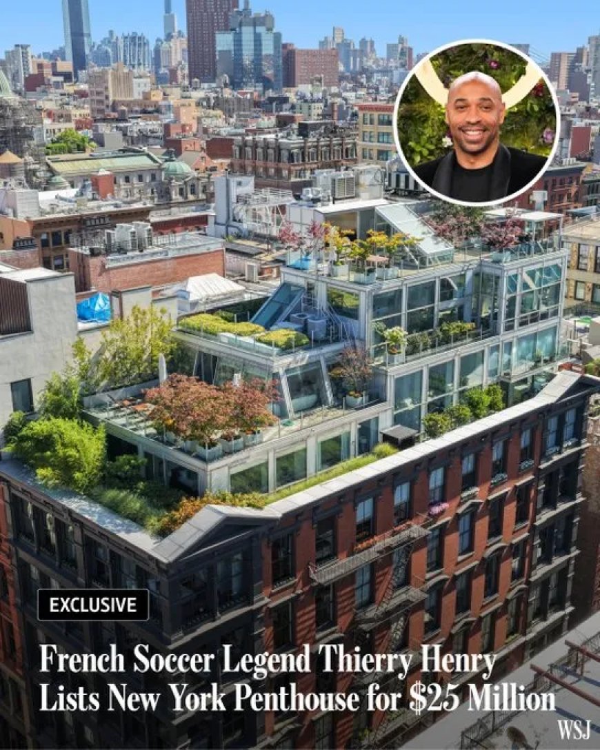 Thierry Henry verkoopt zijn penthouse in New York voor $25 miljoen.