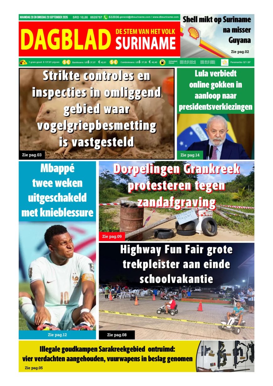 Dagblad Suriname, maandag 28 september 2026