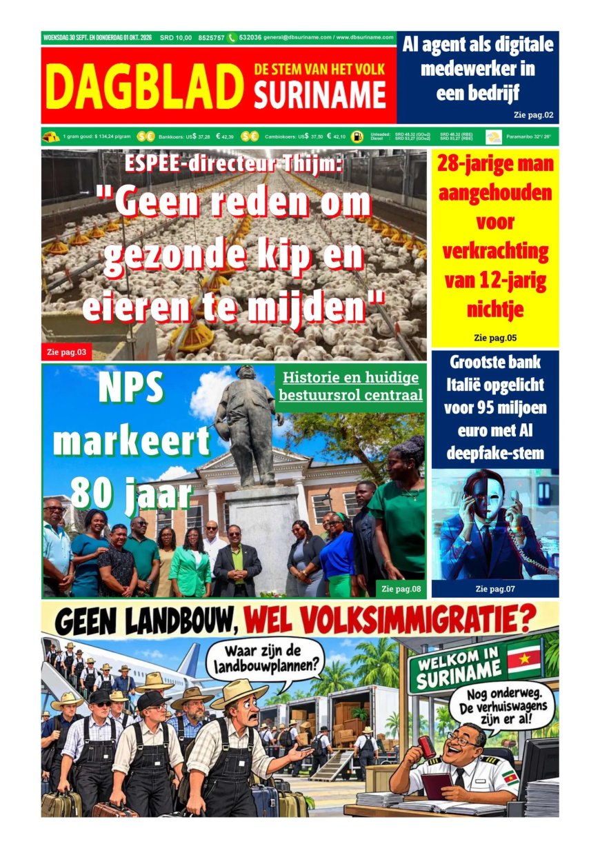 Dagblad Suriname, woensdag 30 september 2026