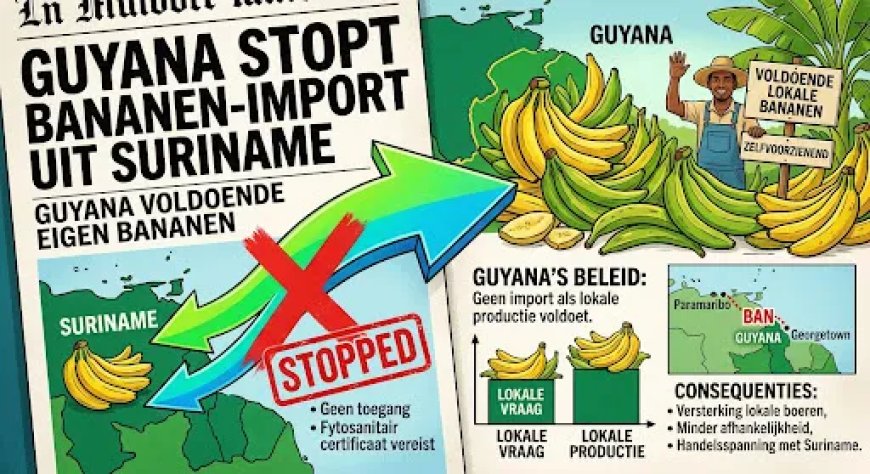 Guyana stopt import bananen uit Suriname