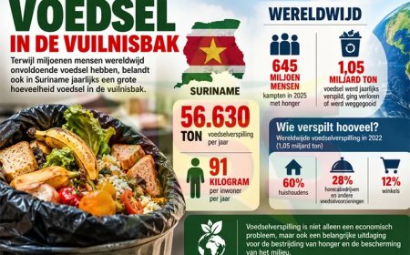 Surinaamse huishoudens verspillen naar schatting ruim 56.000 ton voedsel per jaar