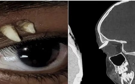 Artsen vinden tand boven het oog van jongen